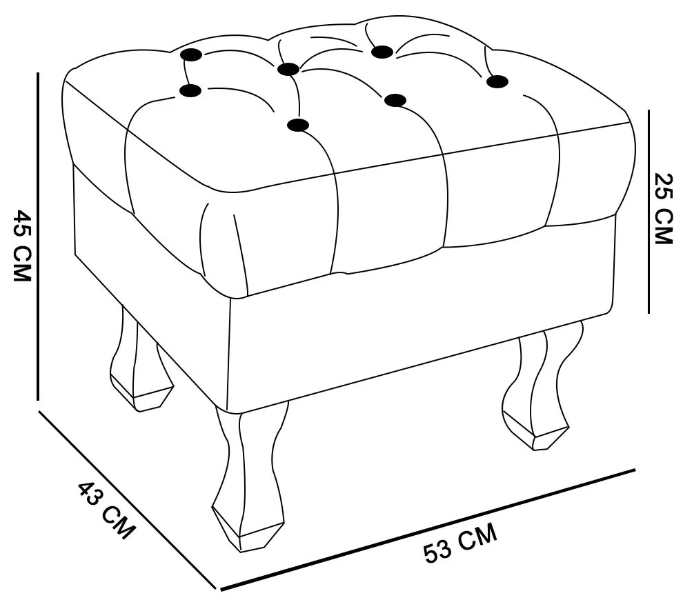 Puff Retrô Luis XV Capitonê Estampado Zig Zag Bege D81 - D'Rossi