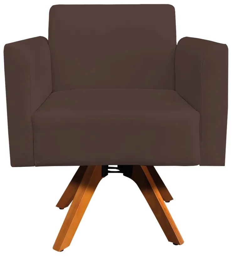 Kit 02 Poltronas Giratória Marisa Suede Marrom Base Madeira MM30