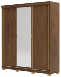 Guarda Roupa Casal 200cm Com Espelho Porto Flex Imbuia/Fendi - Vila Ri