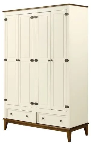 Armario Malibu 4 Portas e 2 Gavetas cor Off White com Amendoa 204 cm - 63669 Sun House