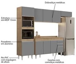 Armário de Cozinha Modulada 4 Peças CP11 Balcão com Tampo Castanho/Cin