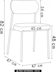 Cadeira Jantar Estofada Pé Metal Rosê Lavy Boucle Bege S08  - Mpozenat