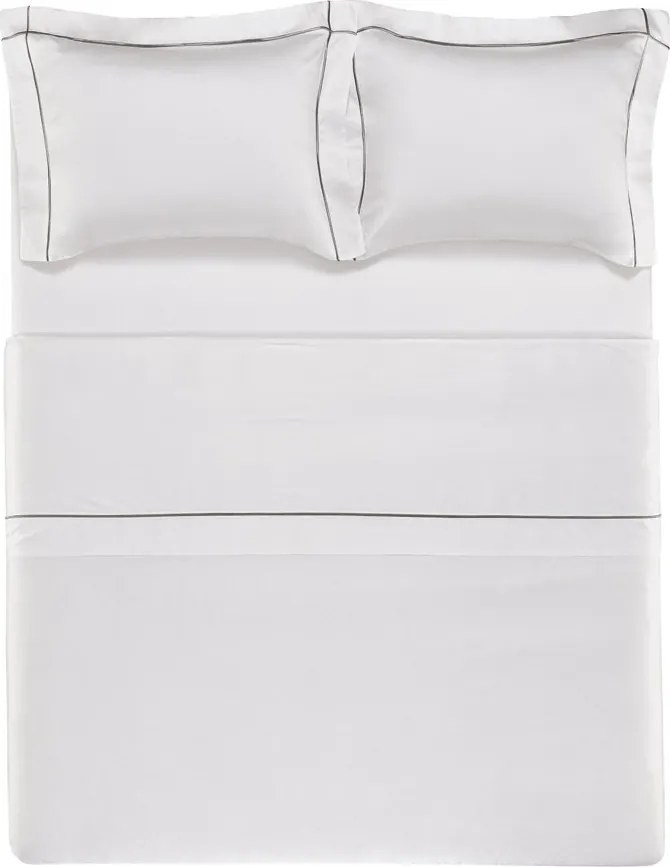 Jogo de Cama Trussardi Girelli Bambu 300 Fios Branco e Nocciola - King King