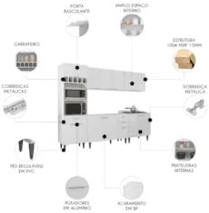 Armário de Cozinha CP05 Para Pia 120cm Pérola Z34 Branco - Mpozenat
