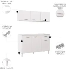 Armário de Cozinha CP01 Sem Tampo Classic Z46 Branco - Mpozenato