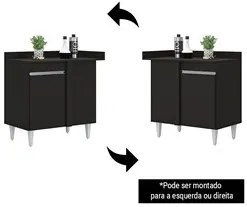 Balcão de Canto Reto com Tampo 1 Porta Denver Preto - Lumil