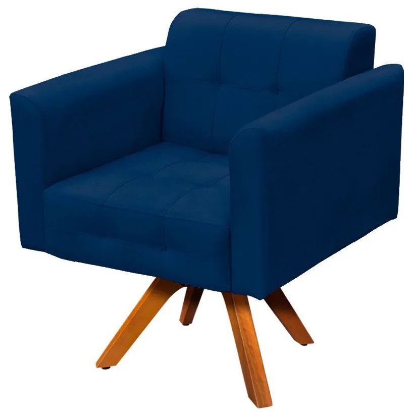 Poltrona Decorativa Giratória MM30 Elisa Suede Azul Marinho D03 - D'Rossi