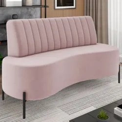 Sofá 2 Lugares 135cm Pés Aço Preto Tamar Z08 Veludo Rosê - Mpozenato