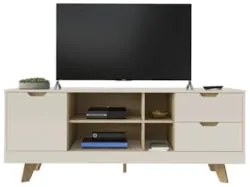 Rack Tv 65 Pol 160cm com 1 Porta Jaina Off White/Carvalho A09 - Mpozen
