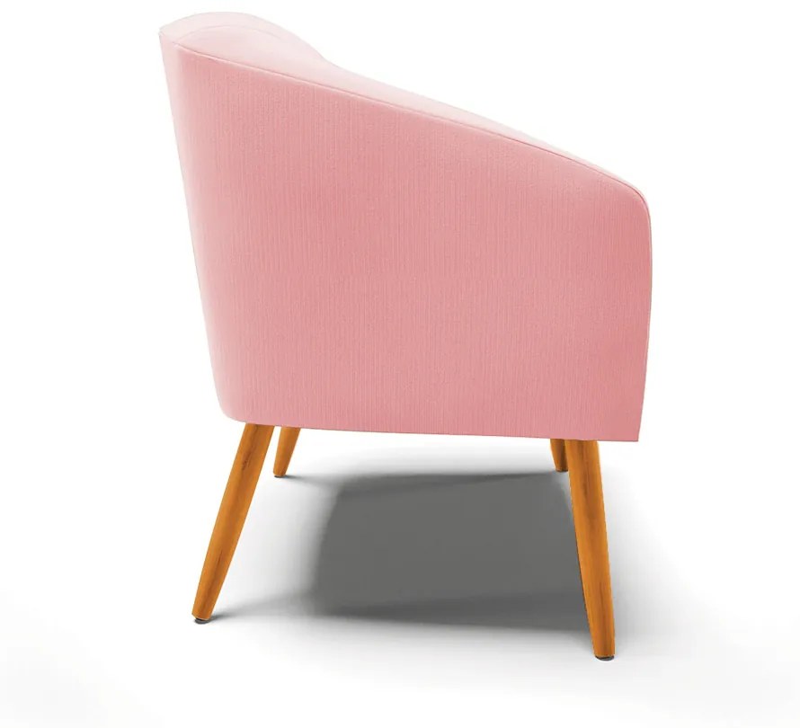 Poltrona Stella Suede Rosa Bebê Pés Palito Castanho - D'Rossi