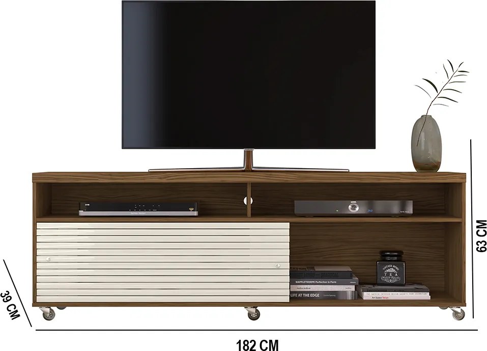 Rack TV 75Pol 182cm Bancada para Sala Nerion M20 - D'Rossi - Naturale e Off White