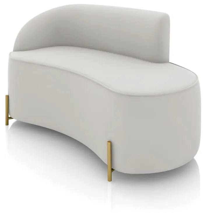 Sofá 2 Lugares Orgânico 140cm Pé Dourado Morgan Veludo D03 - D'Rossi - Cinza