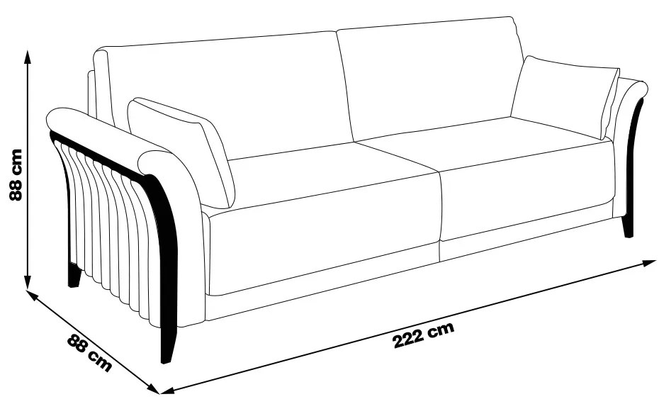 Sofá Decorativo 3 Lugares 222cm Market Linho Chumbo G45 - Gran Belo