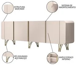 Balcão Aparador Buffet Piacente H01 Off White - Mpozenato