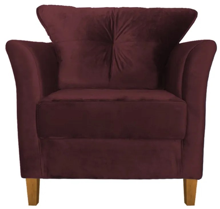 Kit Sofá Namoradeira + 2 Poltronas Ibis Decorativa Suede Bordô
