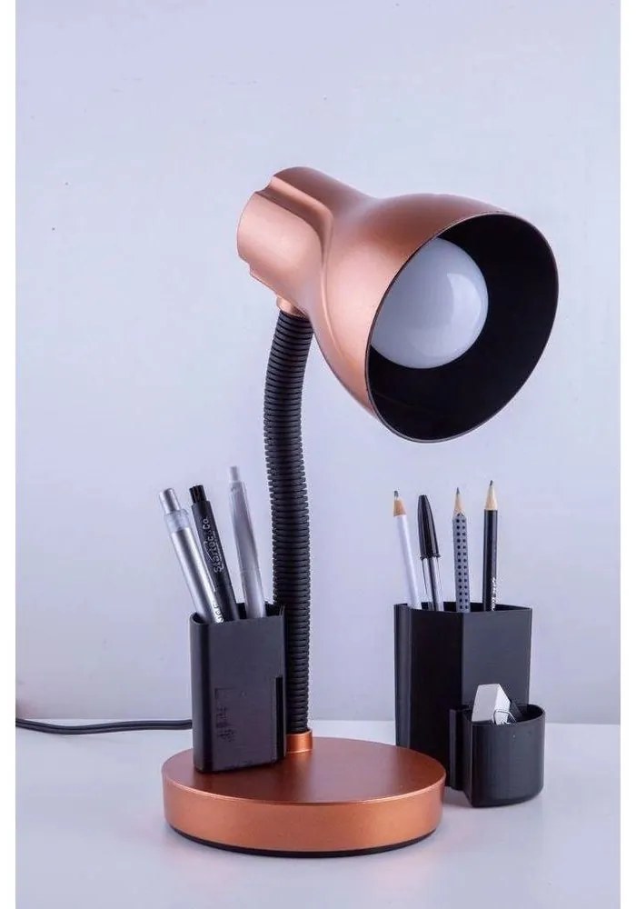 Luminária de Mesa Spiralle Cobre Porta Lápis E27 Bivolt