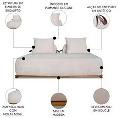 Sofá 4 Lugares Ilha 2 Módulos 180cm Viero S06 Boucle Bege - Mpozenato