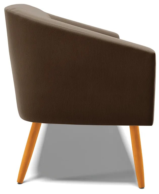 Namoradeira 02 Lugares Stella Suede Marrom Pés Palito Castanho - D'Rossi