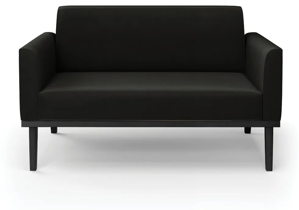 Sofá Namoradeira Base de Madeira Fixa Preto Marisa Suede  D03 - DRossi - Preto