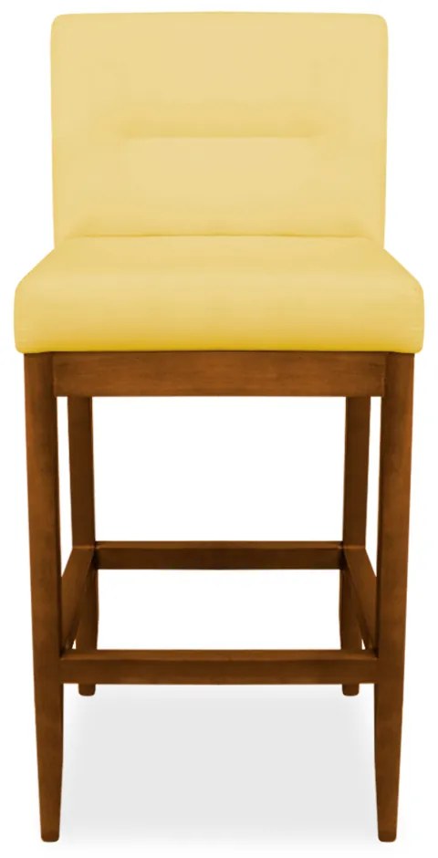 Banqueta Valencia Base de Madeira Maciça Veludo Amarelo