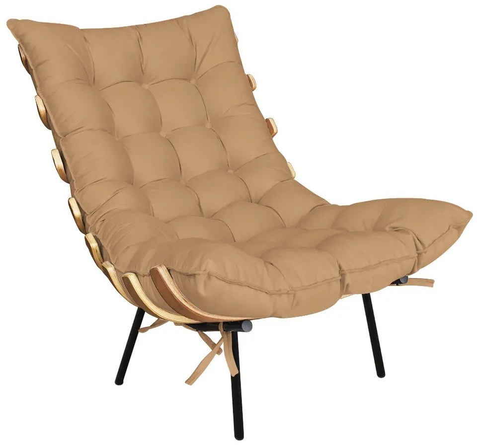 Poltrona Costela Suede Caramelo Sisal D'Rossi