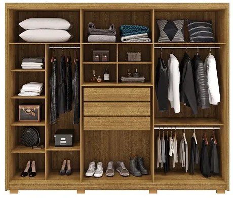 Guarda Roupa Dubai Majestic 6 Portas e 3 Gavetas Nature - Vila Rica Móveis