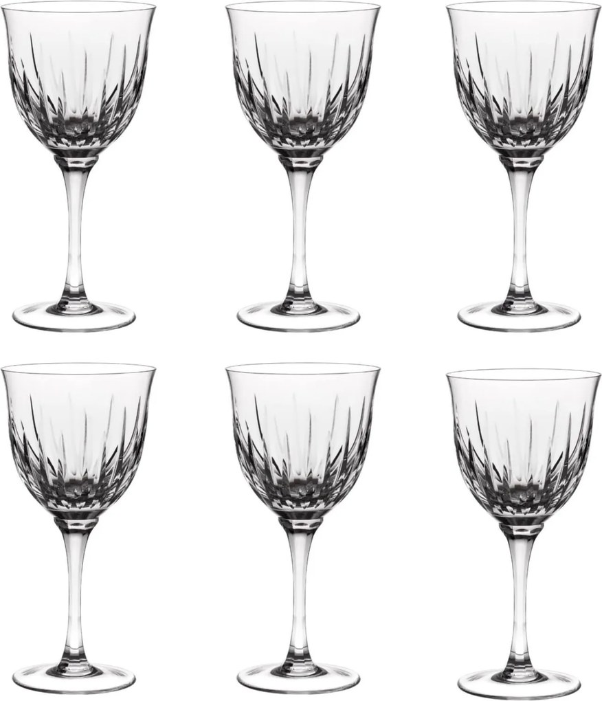 Jogo 6 Taças de Cristal Incolor Lapidado 66 P/ Água