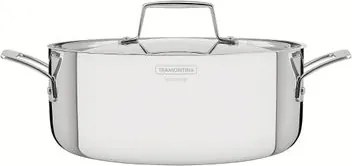 Caçarola Rasa Tramontina Grano em Aço Inox 24cm 4,7L Indução