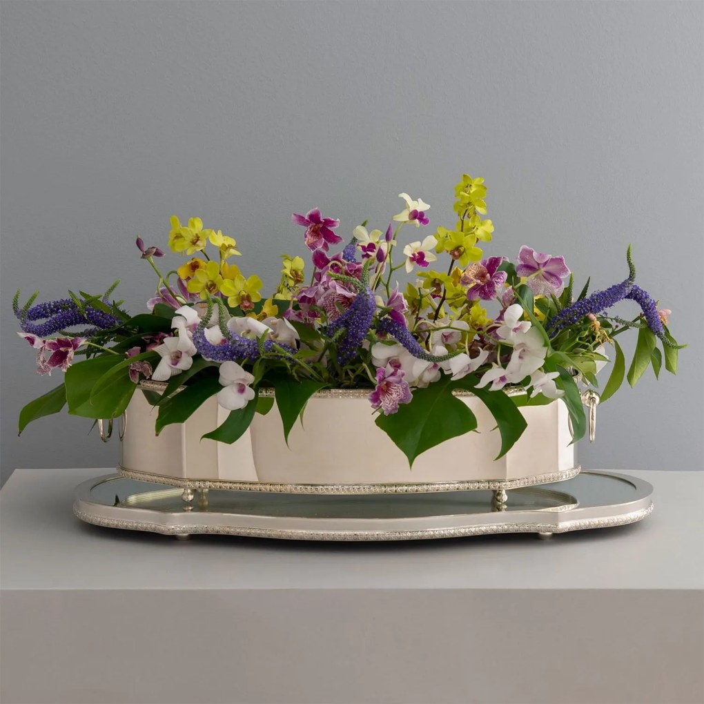 Centro de Mesa Clássico C/ Cordão Palha St James  Prata