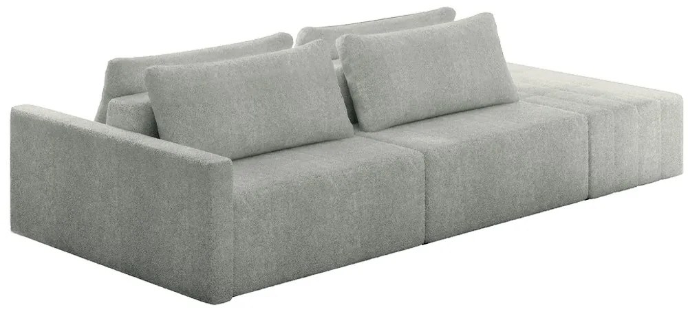 Sofá Ilha Modulado Milos 232cm Puff Lateral Bouclê Cinza G33 - Gran Belo
