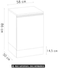 Balcão de Cozinha 58cm 1 Porta Grace Carvalho Oak/Off White Z44 - Mpoz
