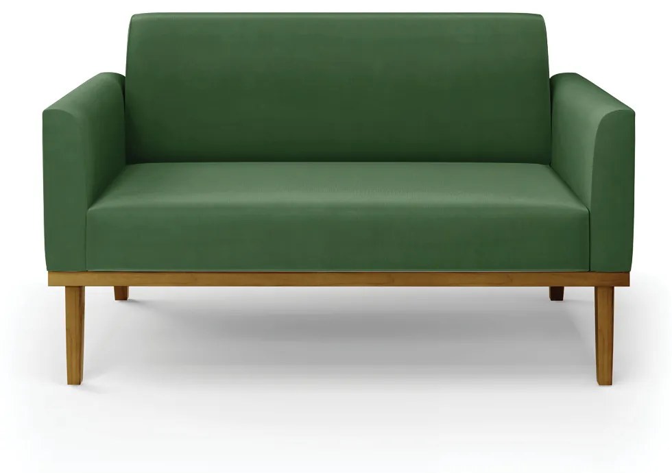 Sofá Namoradeira Base de Madeira Fixa Castanho Marisa Suede D03 - DRossi - Verde