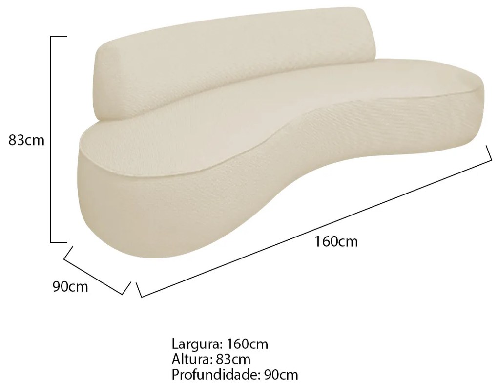 Sofá Curvo 160cm 2 Lugares e 1 Poltrona Amsterdã Linho - ADJ Decor