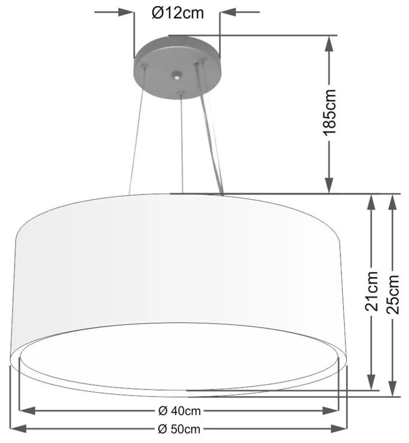 Lustre Pendente Cilíndrico Duplo Md-4124 Cúpula em Tecido 50x25cm Linho Bege - Bivolt