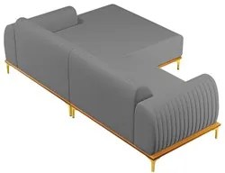 Sofá 245cm 4 Lugares com Chaise Direito Pés Gold Molino C-416 Linho Ci
