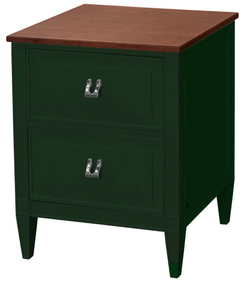 Mesa de Cabeceira Benito - Verde Oliva com Tampo Freijó Kleiner