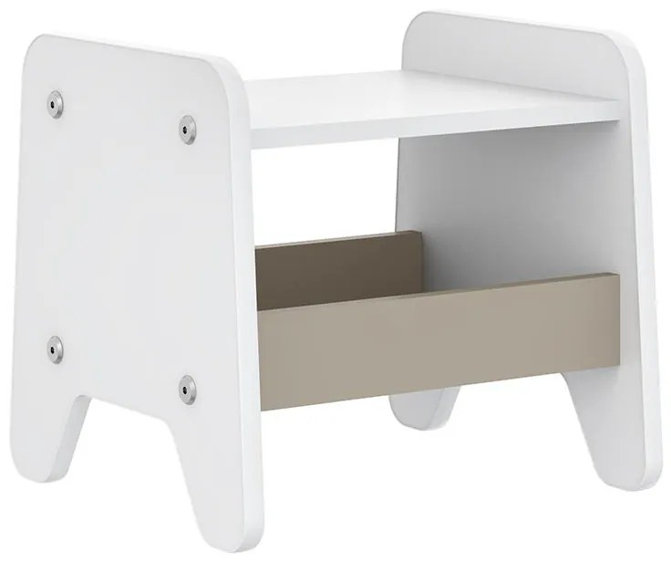 Banquinho Infantil Arredondado Porta Objetos - Branco/fumê