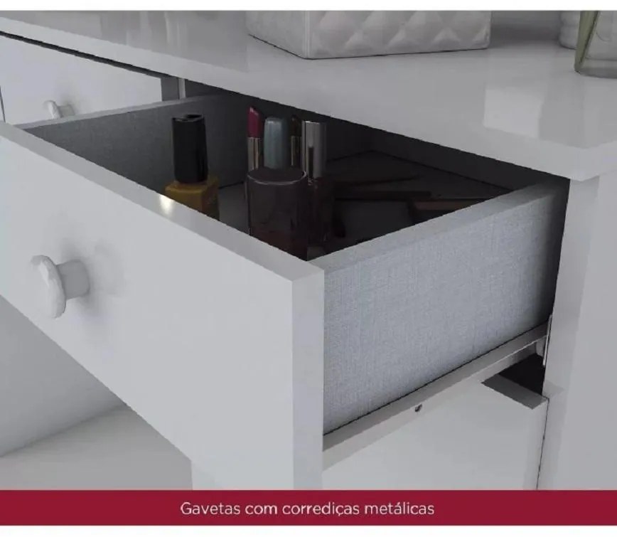 Penteadeira Camarin Led Com Espelho 1 Porta 4 Gavetas