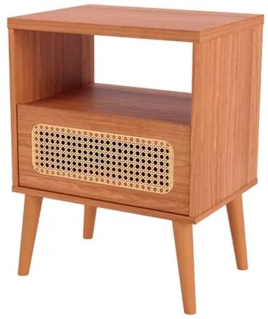Mesa Cabeceira Nature 1 Gaveta Tela Natural Cor Freijó 50cm - 69420 Sun House