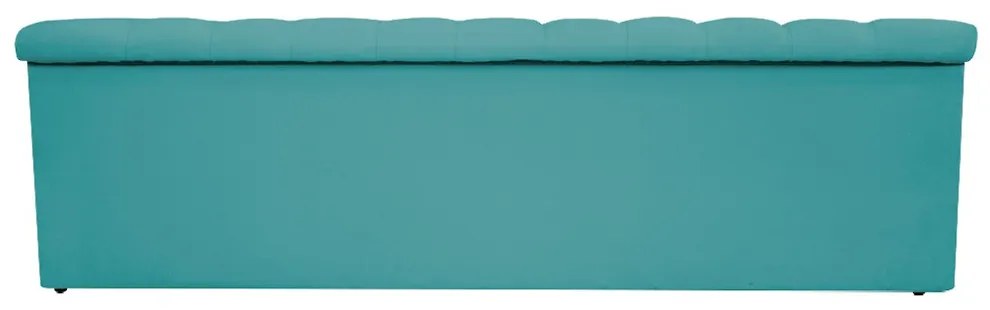 Recamier Baú Estofada Mel 140 cm Casal Com Capitonê  Suede Azul Turquesa - ADJ Decor