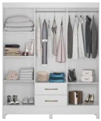 Guarda Roupa Casal 6 Portas 2 Gavetas 153cm Paraná Z17 Branco - Mpozen
