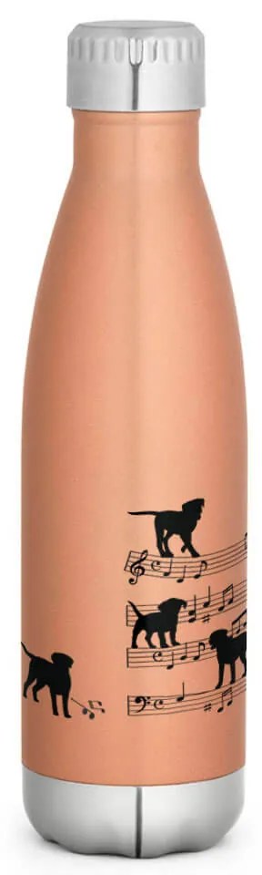 Garrafa Térmica Inox Brilhante 510 ml Cachorro Musical Preto - Dourado