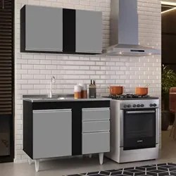 Armário Aéreo Indiana e Balcão Gabinete 100cm com Pia Inox Luziania Pr