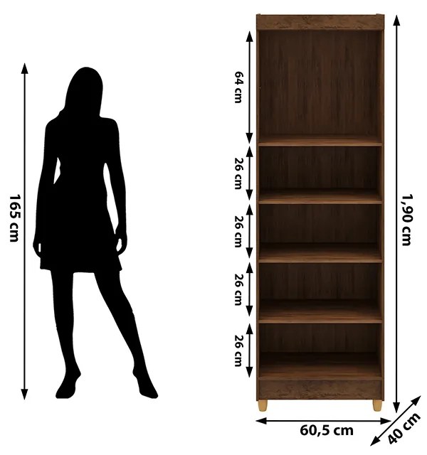 Armário Multiuso 61cm Alto 2 Portas Prateleiras Guiné Imbuia V01 - D'Rossi