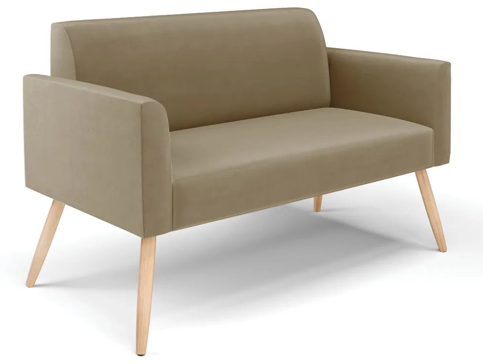 Sofá Namoradeira com 2 Poltronas Pés Palito Natural Marisa Suede Marrom Rato D03 - DRossi