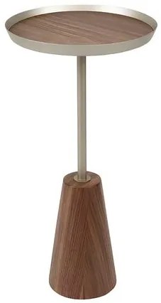 Mesa Apoio Nordic Baixa Laminado Nogueira com Bandeja Champagne 53 cm - 72631 Sun House