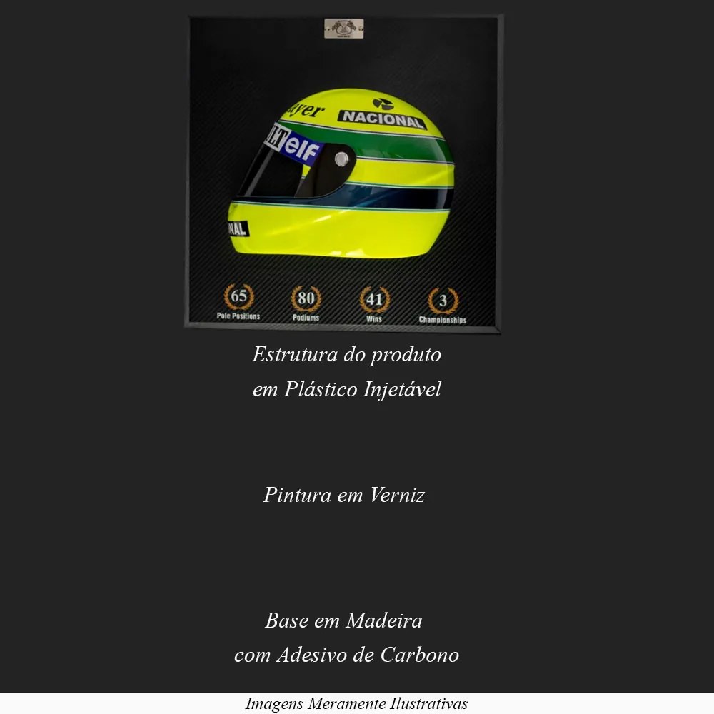 Quadro 3D Decorativo Helmet F1 SN 1985 Amarelo - Gran Belo