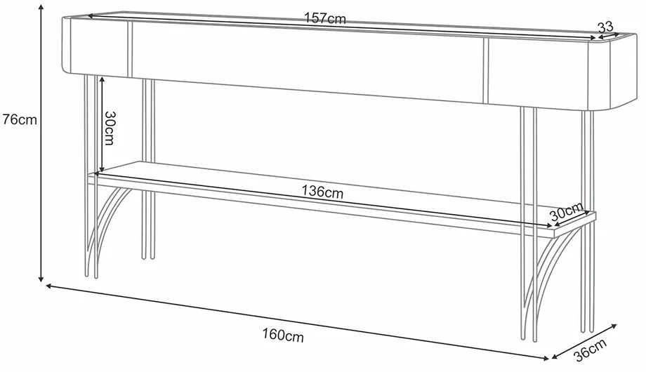 Aparador Rennes Decorativo MDP/MDF Pés de Aço Off White/Champagne G26 - Gran Belo