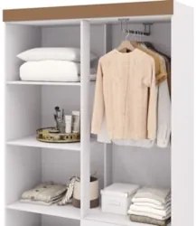 Guarda Roupa Solteiro 103cm Com Espelho Ideal Flex Branco - Vila Rica
