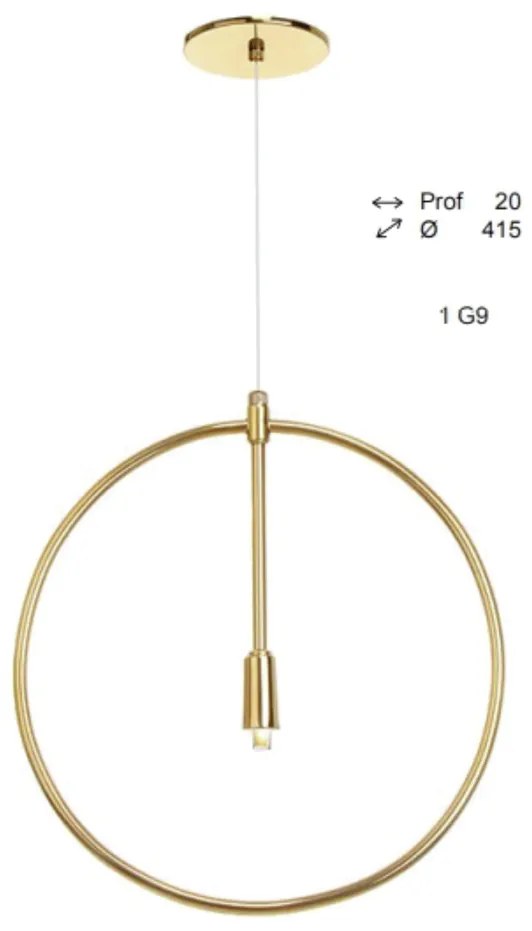 Pendente Ring Ø41,5X2Cm Circle Metal Aluminio 01Xg9 - Old Artisan Pd-5... (DOURADO FOSCO / DOURADO BRILHO)